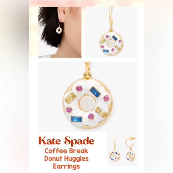 Kate Spade Donut Coffee Break Donut Huggies Earrings - Picture 9 of 12
